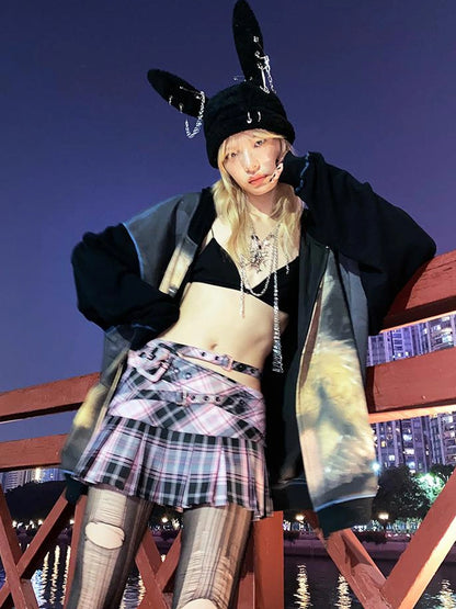 Vintage Bear Print Hooded Sweatshirt