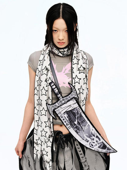 CFIERCE Washable Star Embroidered Scarf