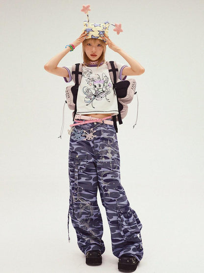 CFIERCE White Rabbit Sprite Print Slim Fit Crew Neck Women&