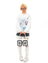 CFIERCE White Square Big Eye Print Single Strap Zip Closure Women&