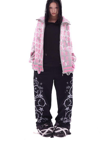 CFIERCE Year Of The Serpent Knit Cardigan V Neck T Shirt Long Sleeve