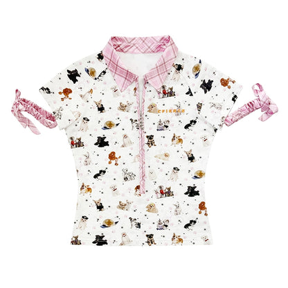 CFIERCE_Zip_Front_Dog_Print_Polo_With_Cuff_Detail_MISSTT