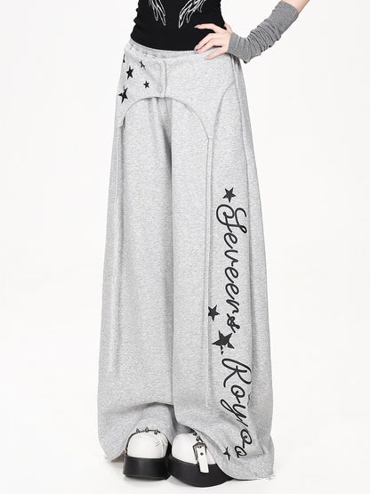 CRAZYGIRL Asymmetric High Waist Letter Print Loose Fit Women&