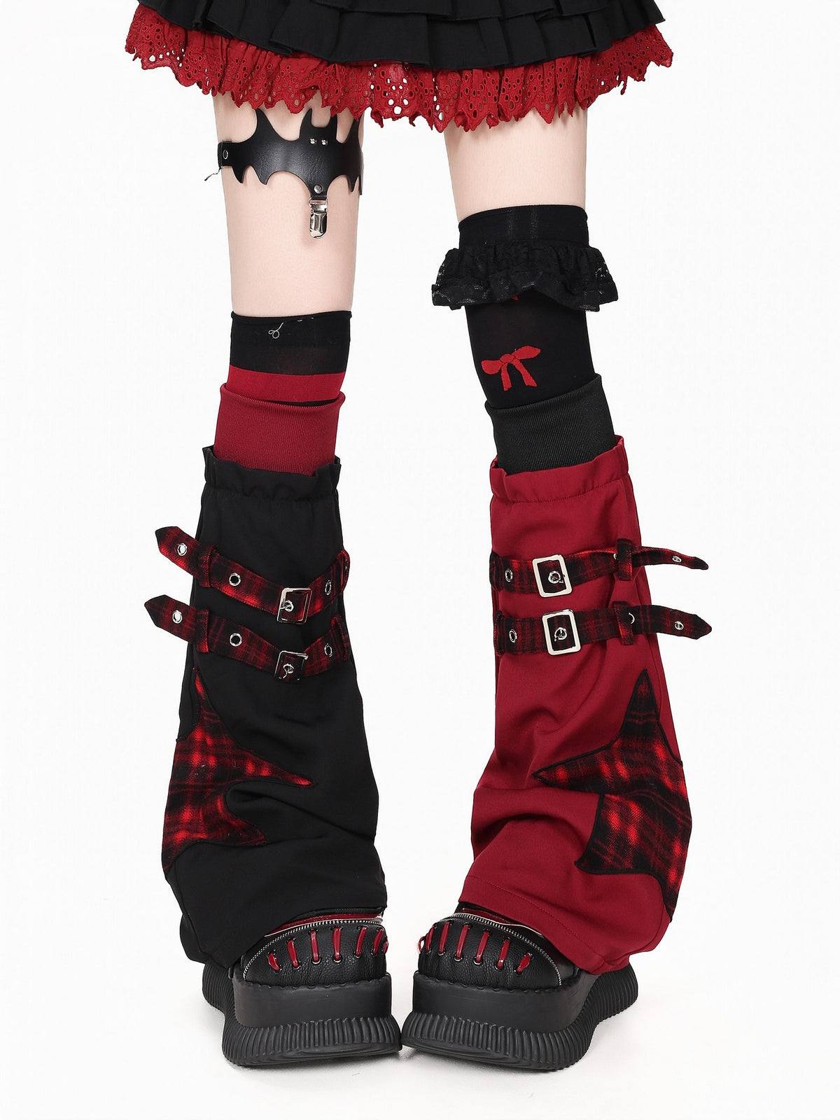 CRAZYGIRL Asymmetric Star Patch Plaid Spliced Y2k Women&