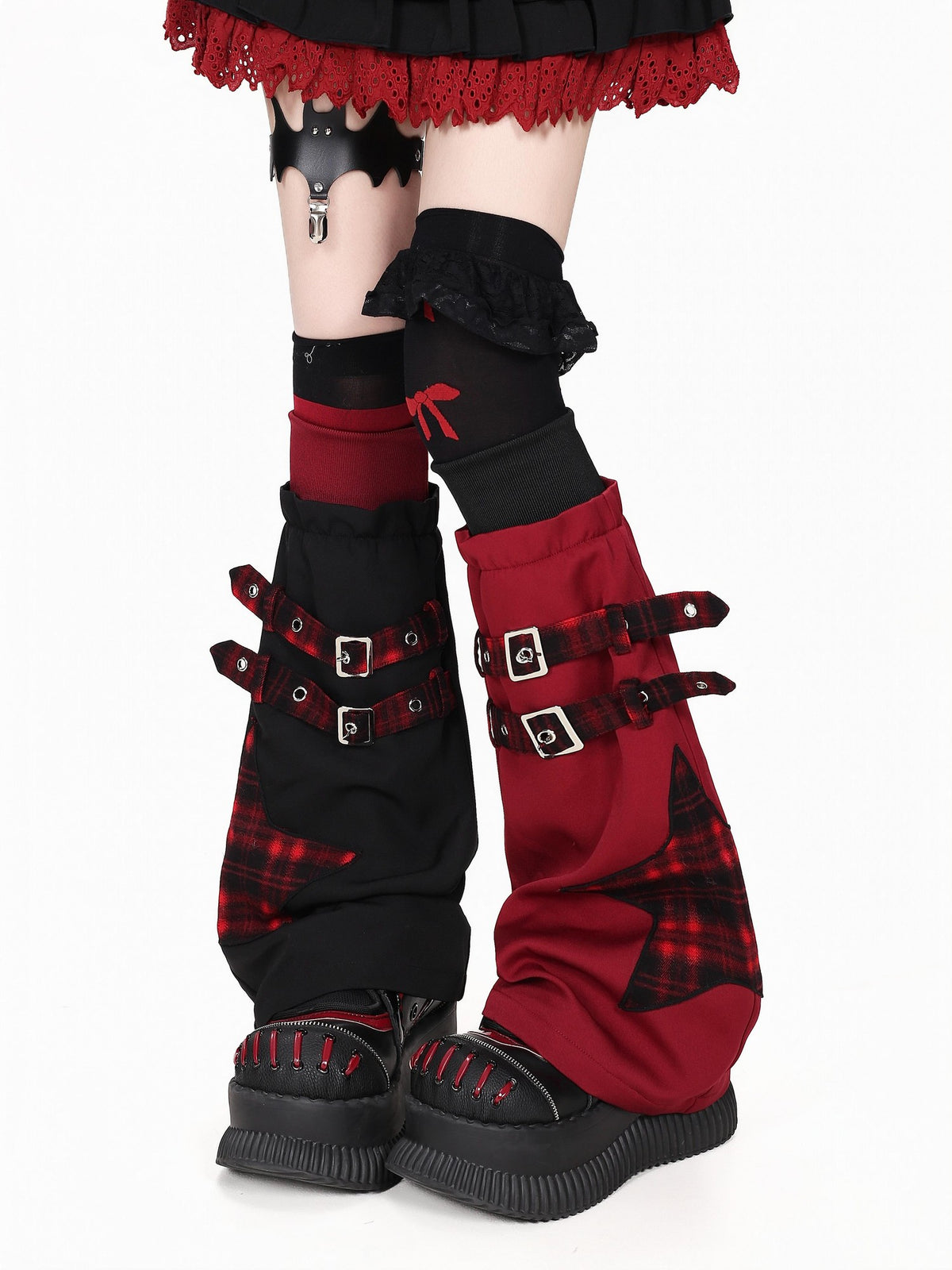 CRAZYGIRL Asymmetric Star Patch Plaid Spliced Y2k Women&