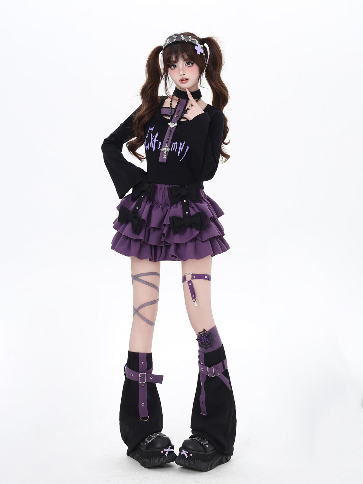 CRAZYGIRL Black Purple Gothic Halter Letter Print Slim Women&