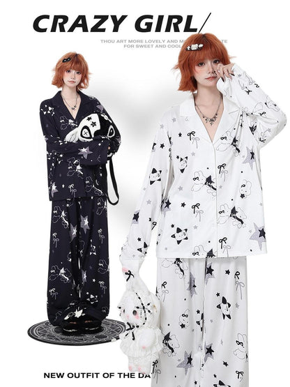 CRAZYGIRL Black White Rabbit Print Women&