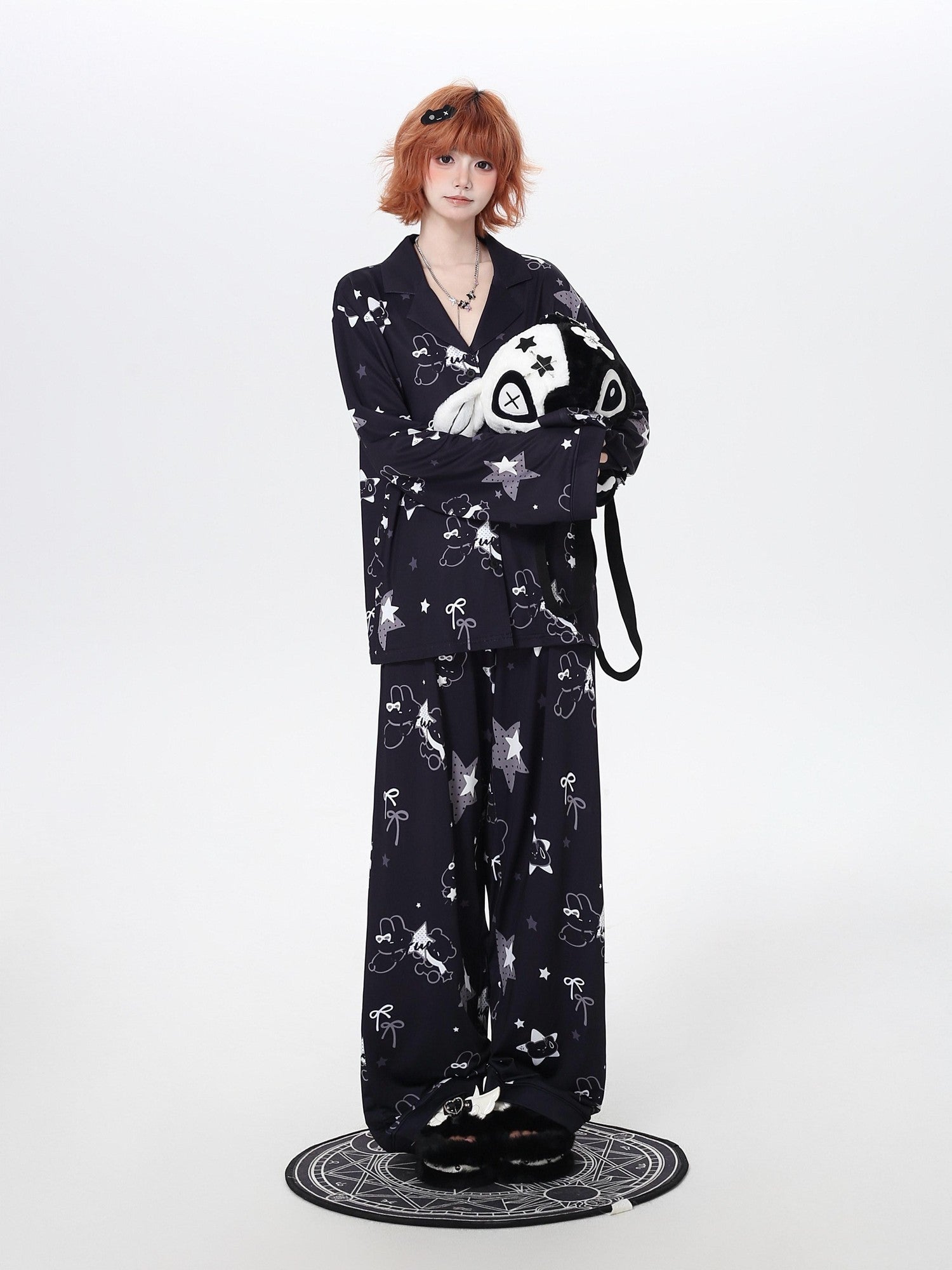 CRAZYGIRL Black White Rabbit Print Women&
