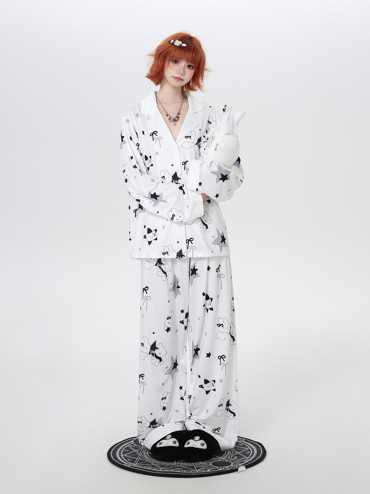 CRAZYGIRL Black White Rabbit Print Women&