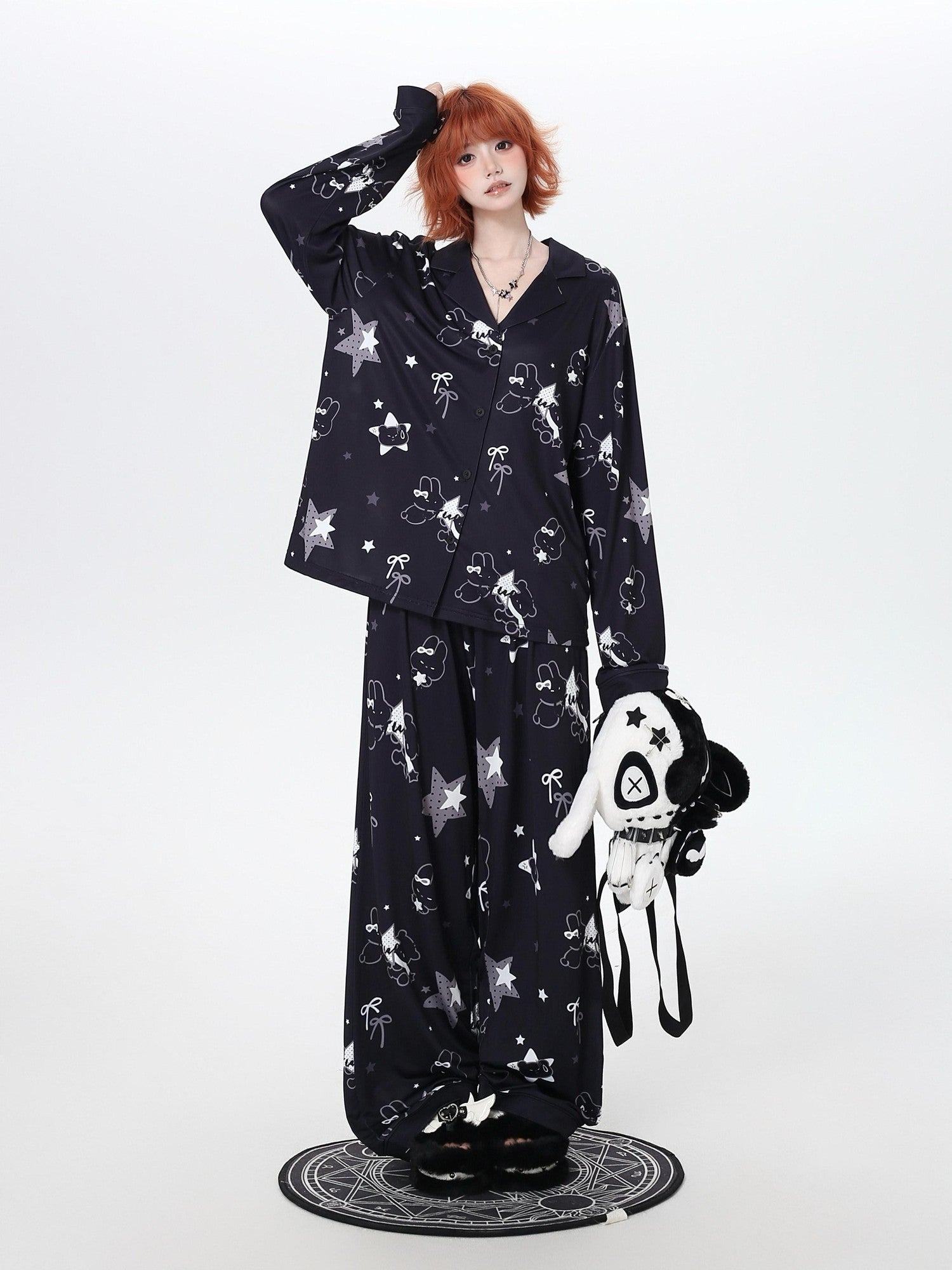 CRAZYGIRL Black White Rabbit Print Women&