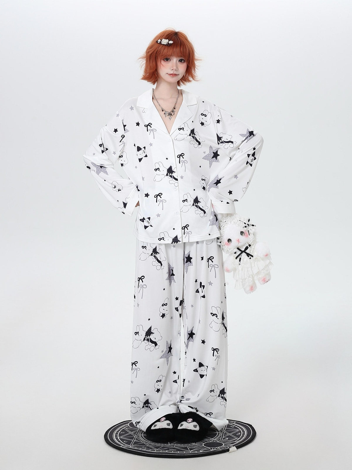 CRAZYGIRL Black White Rabbit Print Women&