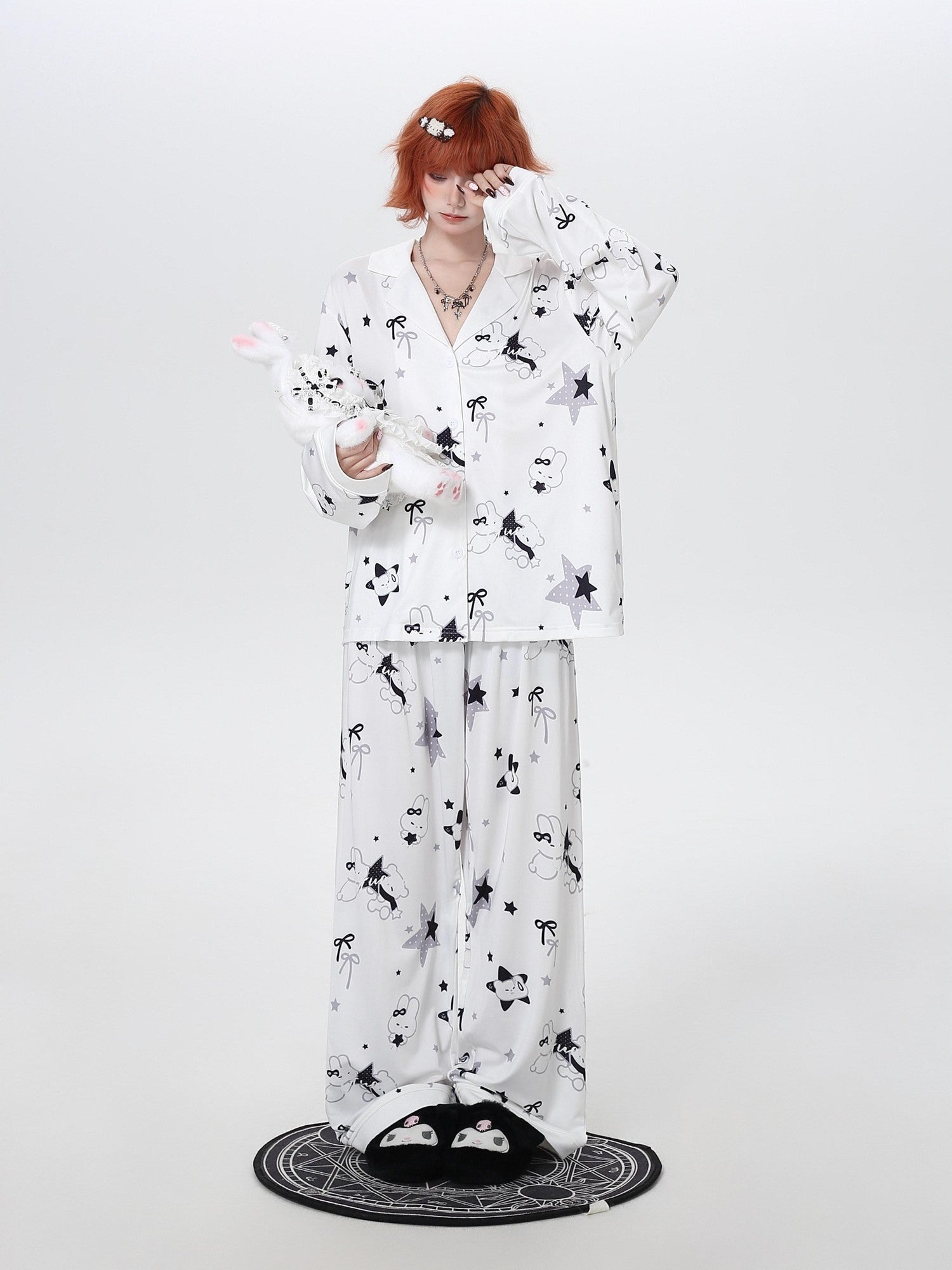 CRAZYGIRL Black White Rabbit Print Women&