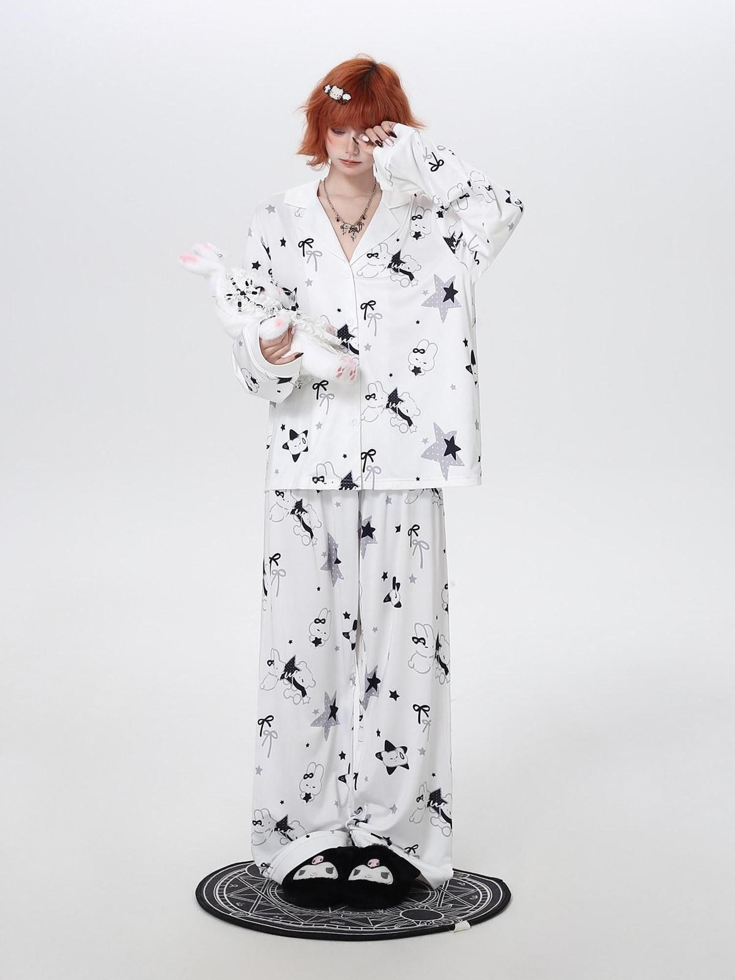CRAZYGIRL Black White Rabbit Print Women&