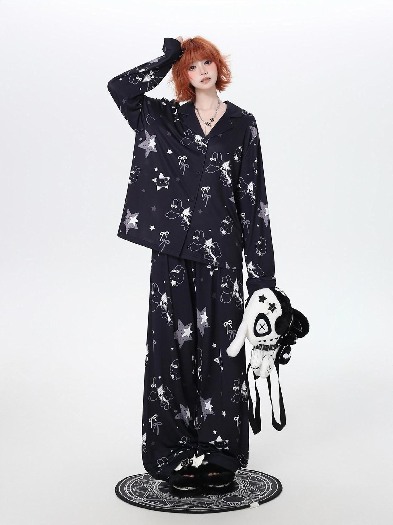 CRAZYGIRL Black White Rabbit Print Women&