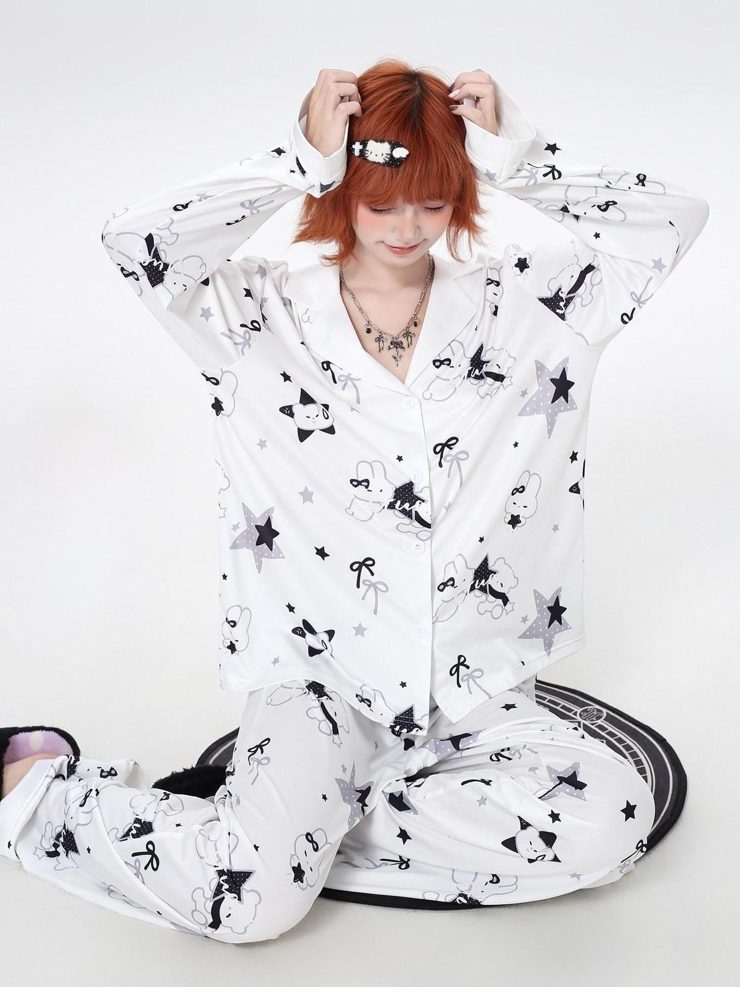 CRAZYGIRL Black White Rabbit Print Women&