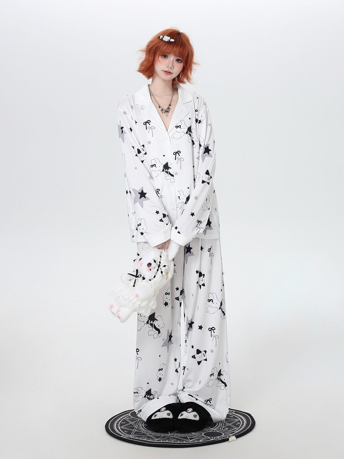 CRAZYGIRL Black White Rabbit Print Women&