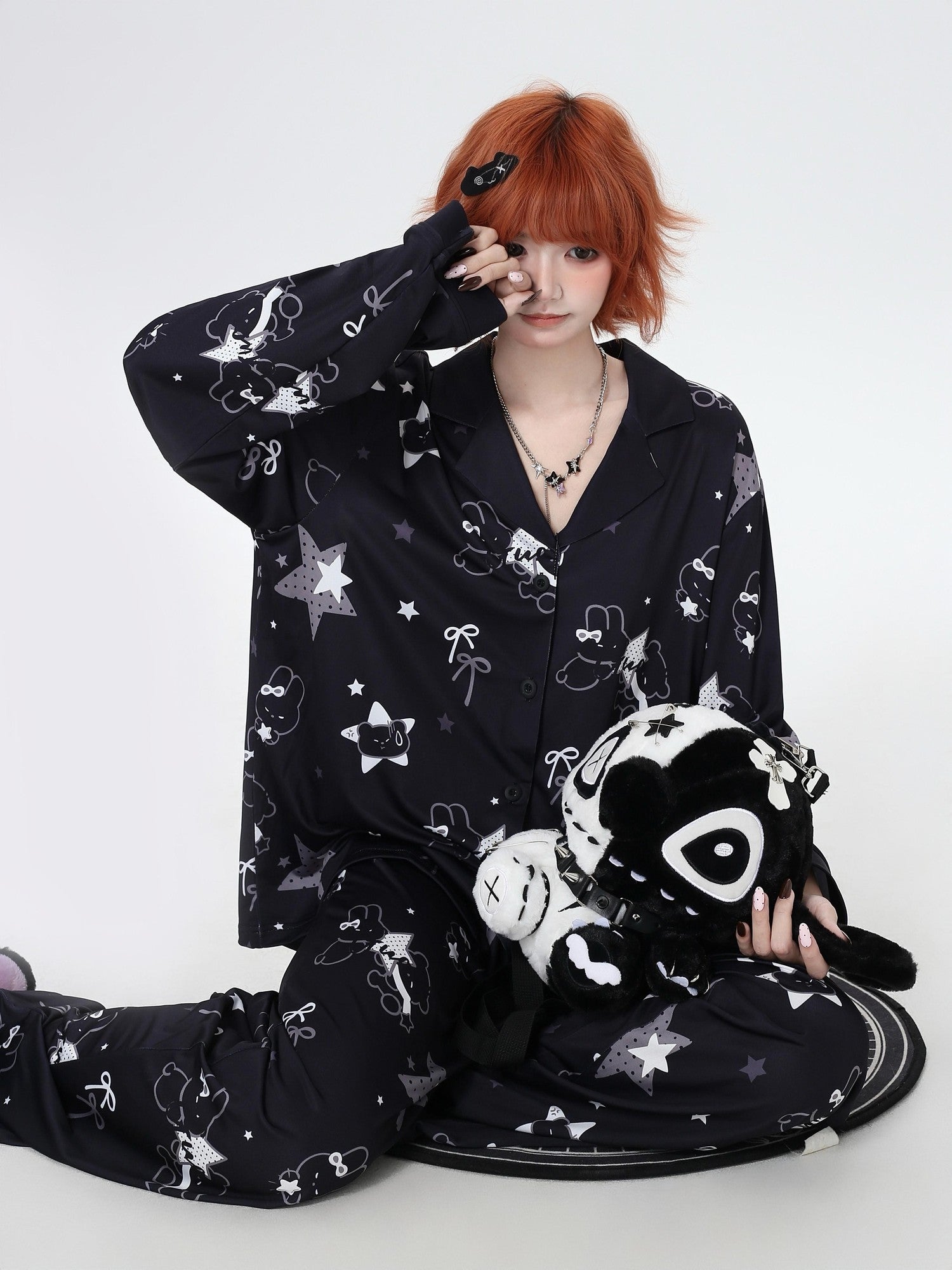 CRAZYGIRL Black White Rabbit Print Women&