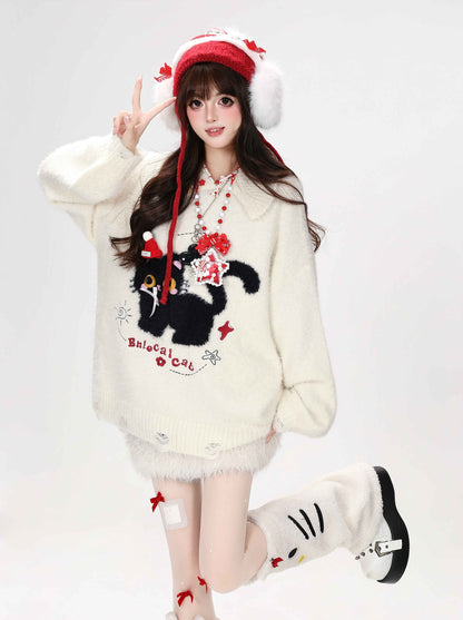 CRAZYGIRL_Bow_Detail_Cat_Print_Loose_Casual_Women&