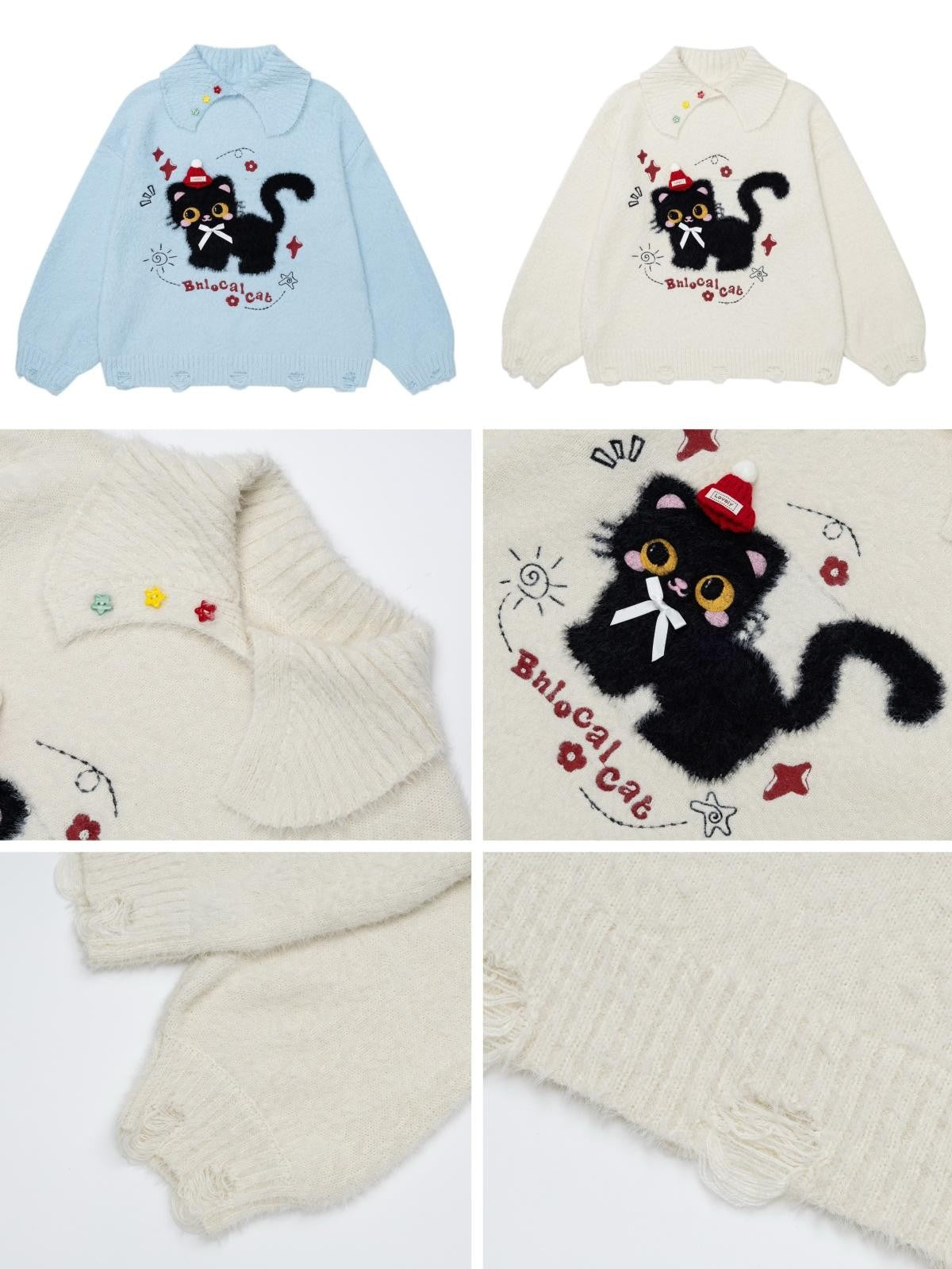 CRAZYGIRL Bow Detail Cat Print Loose Casual Women&