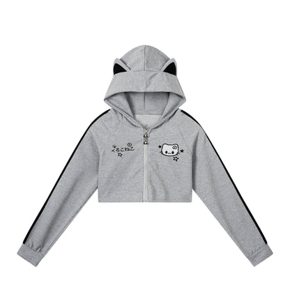 CRAZYGIRL_Cat_Ear_Waffle_Knit_Hooded_Zip_Up_Women&