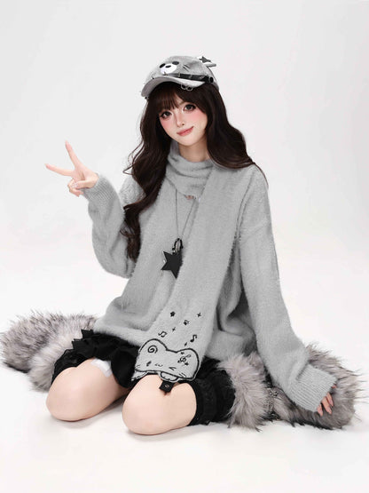 CRAZYGIRL_Cat_Embroidered_Knit_Loose_Fit_Pullover_Women&