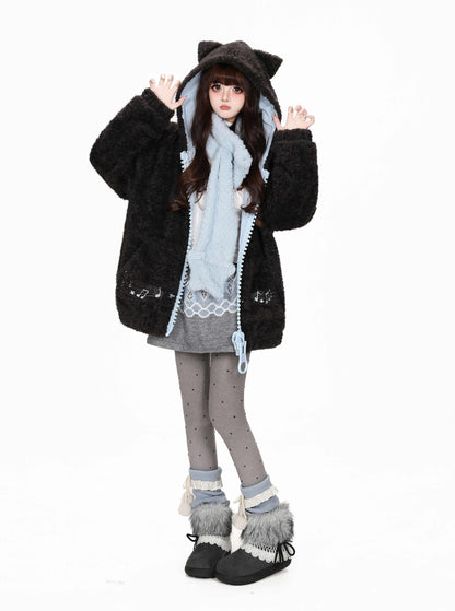 CRAZYGIRL_Contrast_Cartoon_Cat_Ear_Hooded_Loose_Warm_Women&