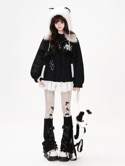 CRAZYGIRL Cropped Faux Suede Lapel Raglan Sleeve Loose Fit Women&