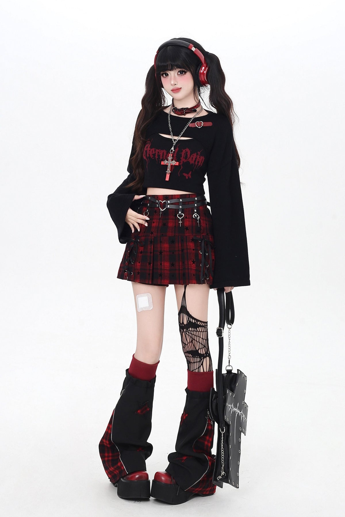 CRAZYGIRL_Cropped_Letter_Print_Buttoned_Long_Sleeve_Two_Piece_Women&
