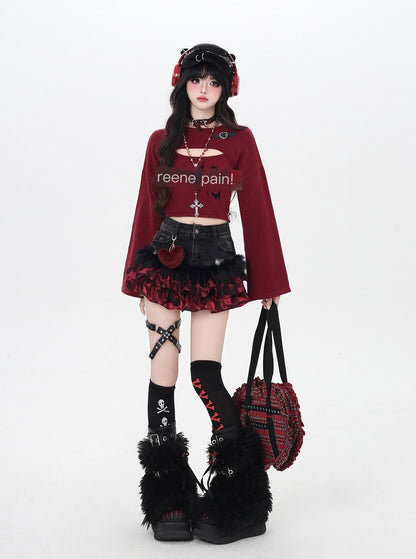 CRAZYGIRL_Cropped_Letter_Print_Buttoned_Long_Sleeve_Two_Piece_Women&