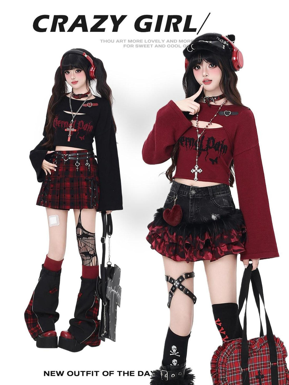 CRAZYGIRL Cropped Letter Print Buttoned Long Sleeve Two Piece Women&