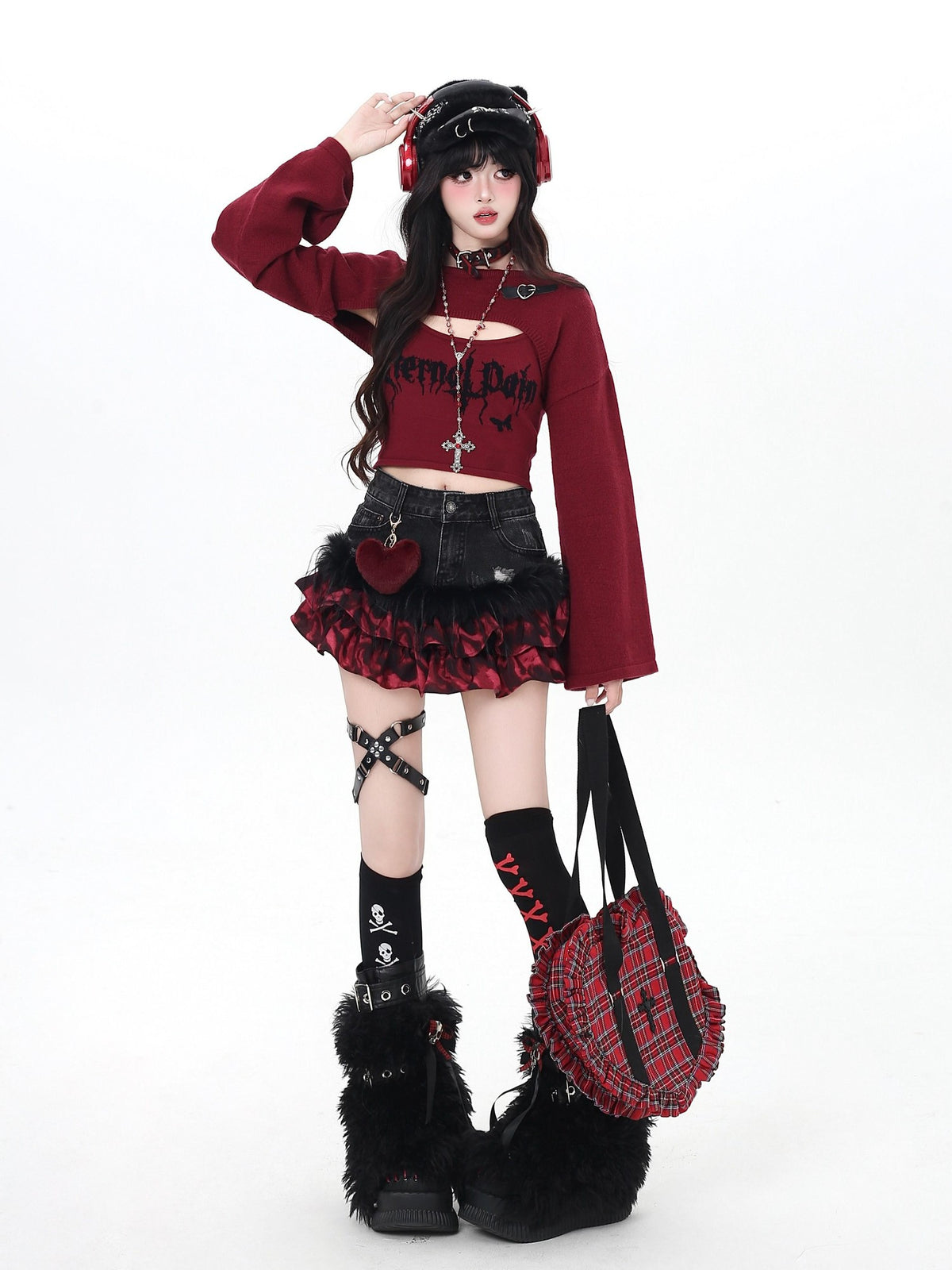 CRAZYGIRL Cropped Letter Print Buttoned Long Sleeve Two Piece Women&