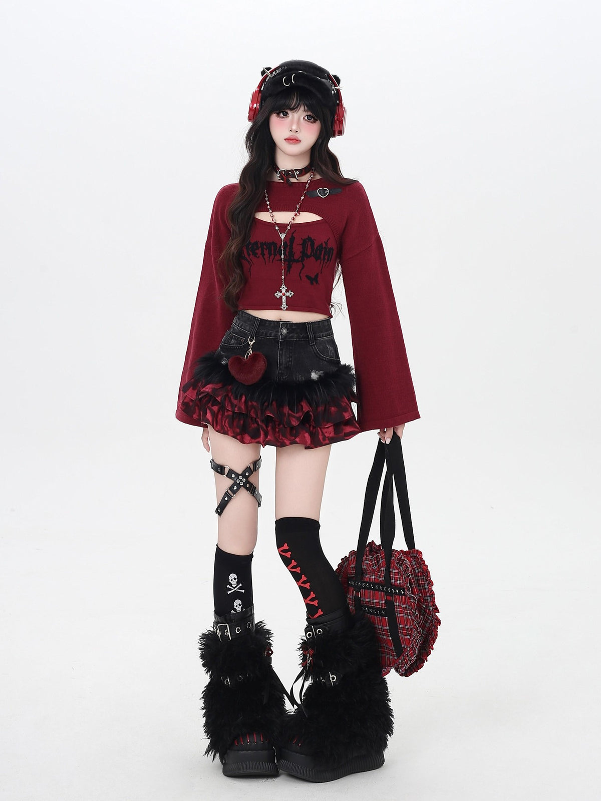 CRAZYGIRL Cropped Letter Print Buttoned Long Sleeve Two Piece Women&