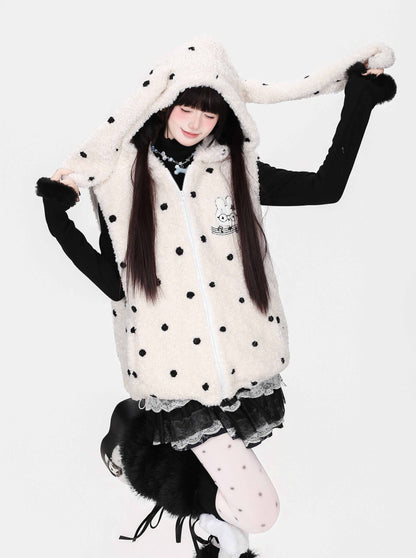 CRAZYGIRL_Cute_Polka_Dot_Embroidered_Rabbit_Ear_Hooded_Quilted_Women&