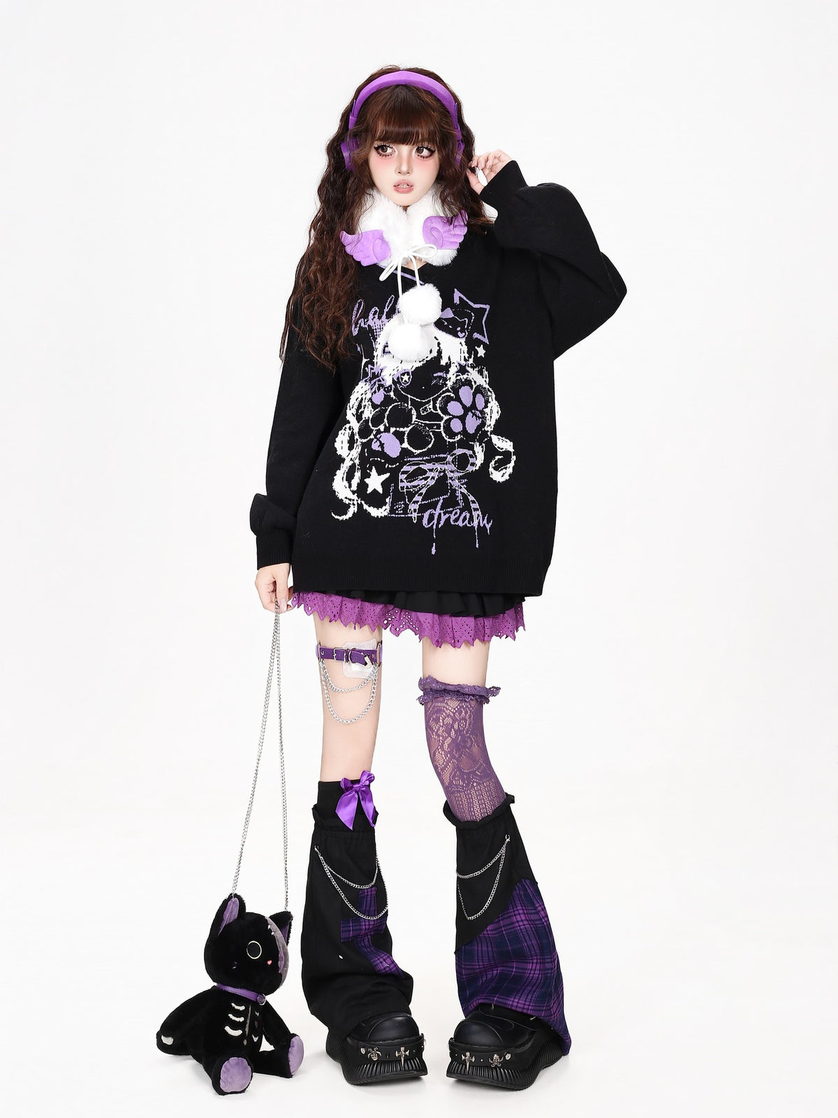 CRAZYGIRL Cute V-neck Loose Fit Long Sleeve Women&
