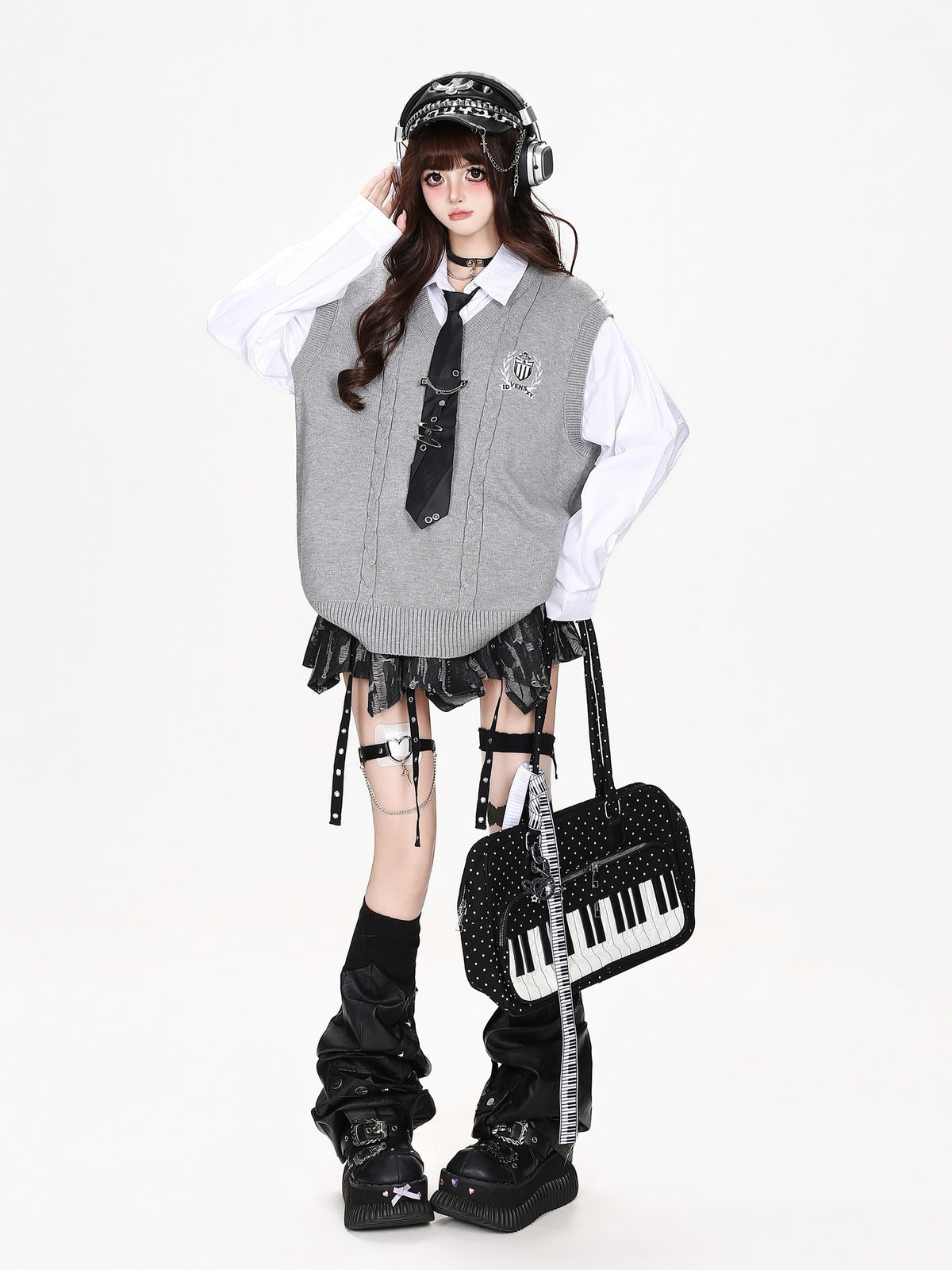 CRAZYGIRL Embroidered Patch Faux Layered Loose Fit Women&
