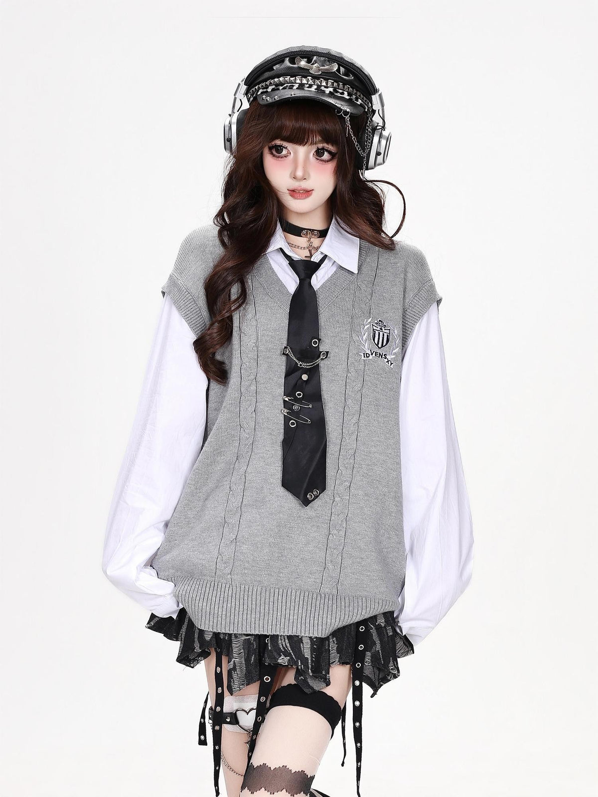 CRAZYGIRL Embroidered Patch Faux Layered Loose Fit Women&
