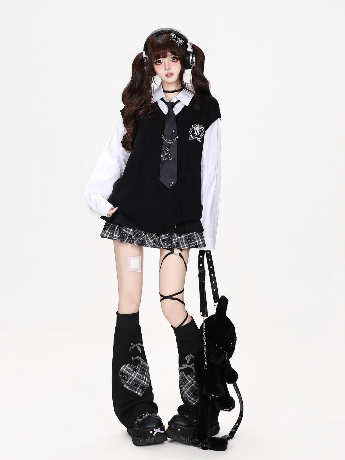 CRAZYGIRL Embroidered Patch Faux Layered Loose Fit Women&