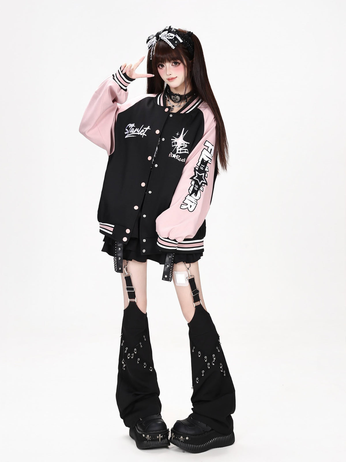 CRAZYGIRL Embroidered Striped Vintage Loose Hooded Raglan Women&