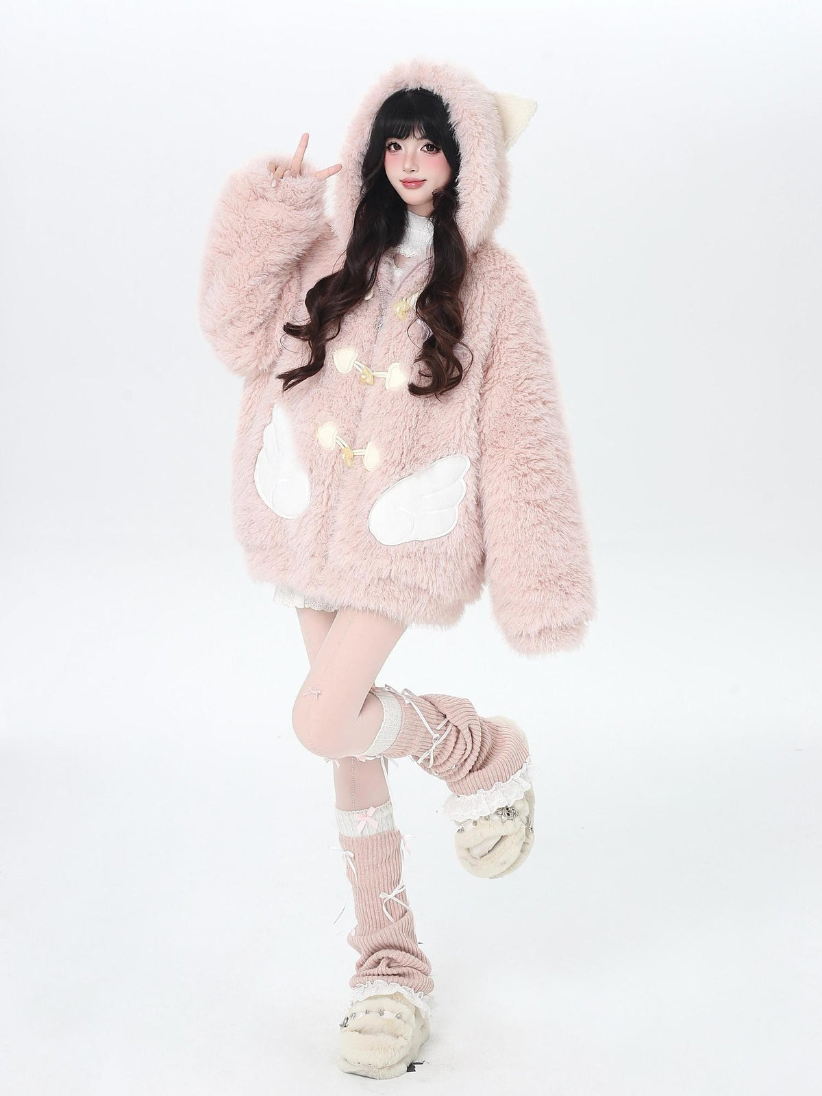 CRAZYGIRL Fluffy Cat Ear Hooded Loose Fit Women&