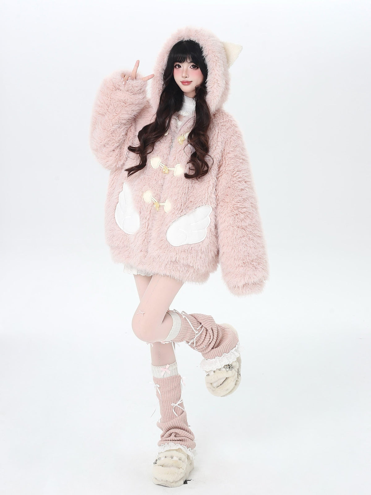 CRAZYGIRL Fluffy Cat Ear Hooded Loose Fit Women&
