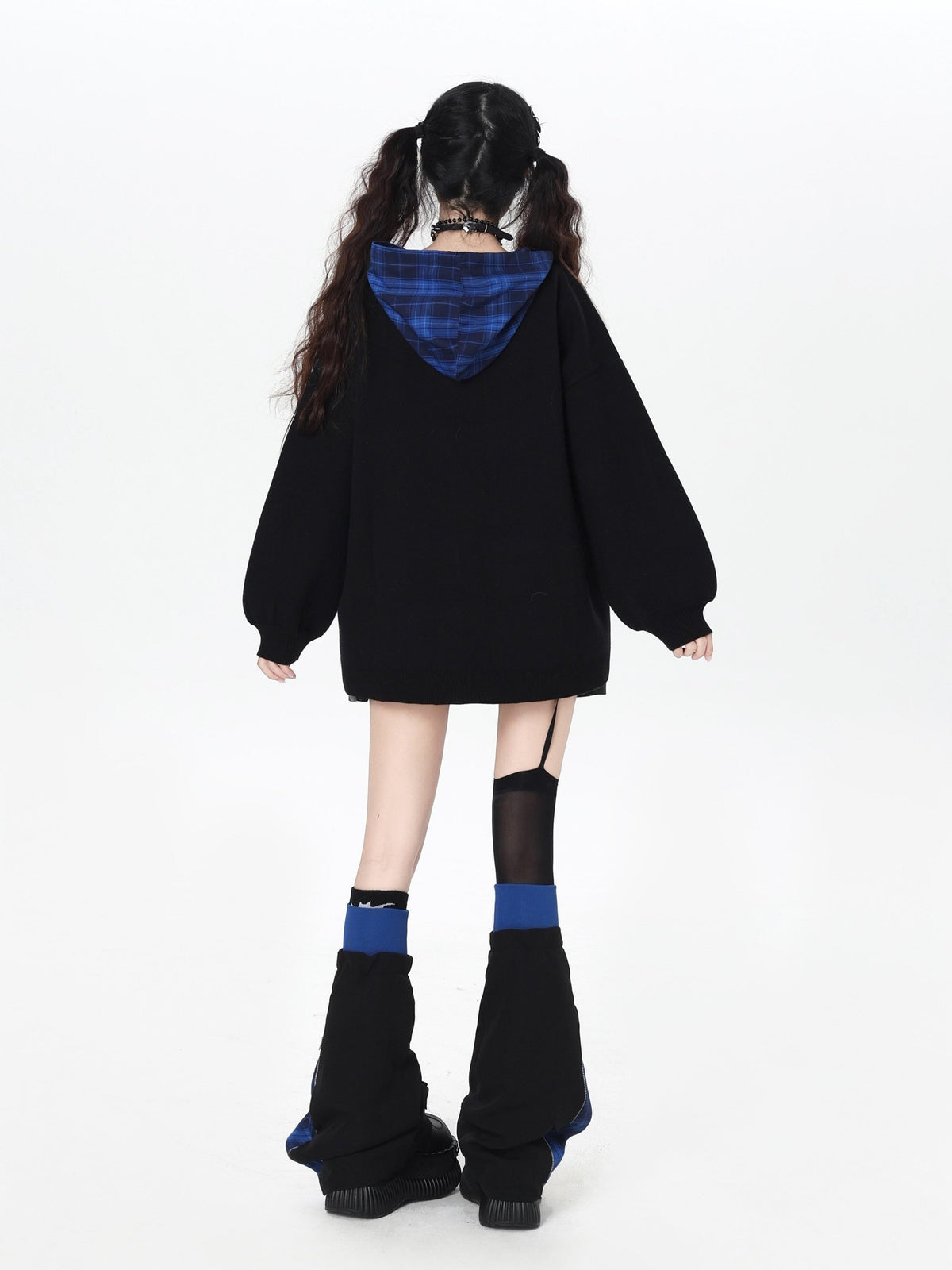 Gothic Cartoon Anime Print Hooded Lantern Sleeve Women&