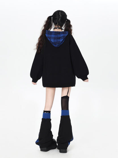 Gothic Cartoon Anime Print Hooded Lantern Sleeve Women&