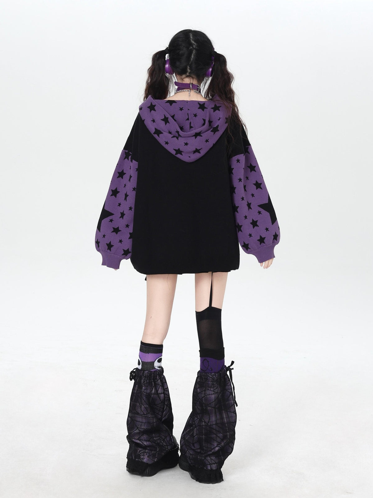 CRAZYGIRL Gothic Hooded Lantern Sleeve Loose Zip Up Women&