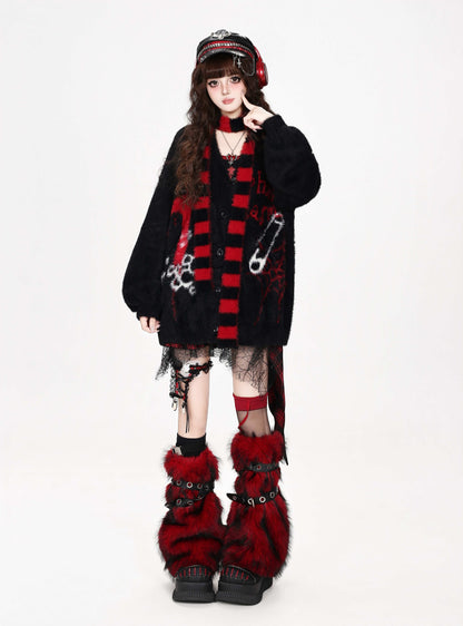 CRAZYGIRL_Gothic_Letter_Print_Faux_Mink_Loose_Fit_Long_Sleeve_V-neck_Women&