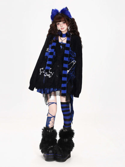 CRAZYGIRL_Gothic_Letter_Print_Faux_Mink_Loose_Fit_Long_Sleeve_V-neck_Women&