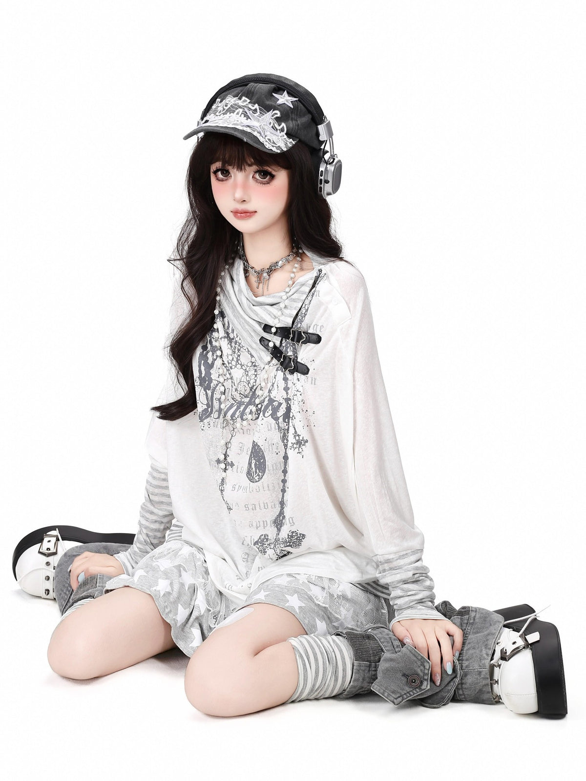 CRAZYGIRL Gothic Striped Patchwork Stacked Collar Fitted Women&