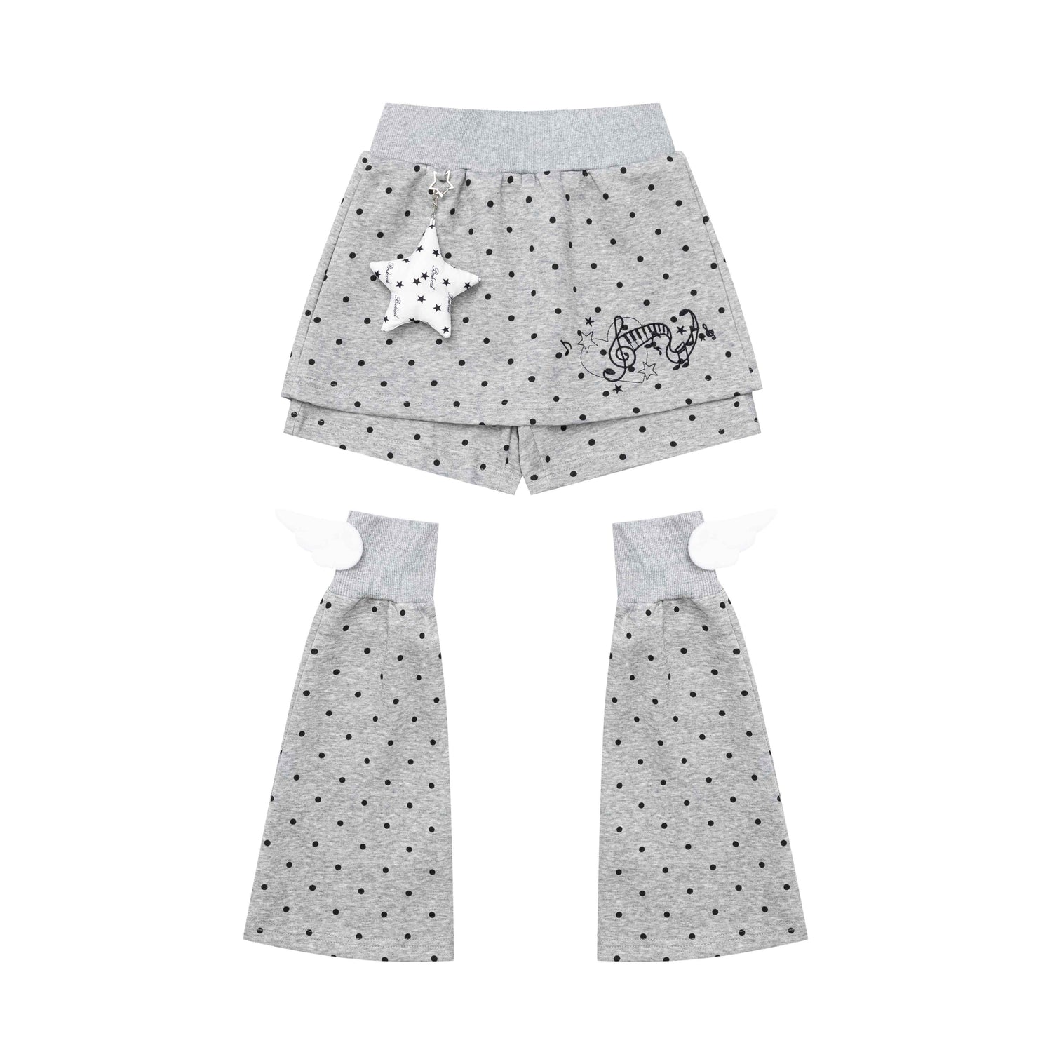 CRAZYGIRL_Gray_Polka_Dot_Butterfly_Wing_Hooded_Short_Loose_Women&
