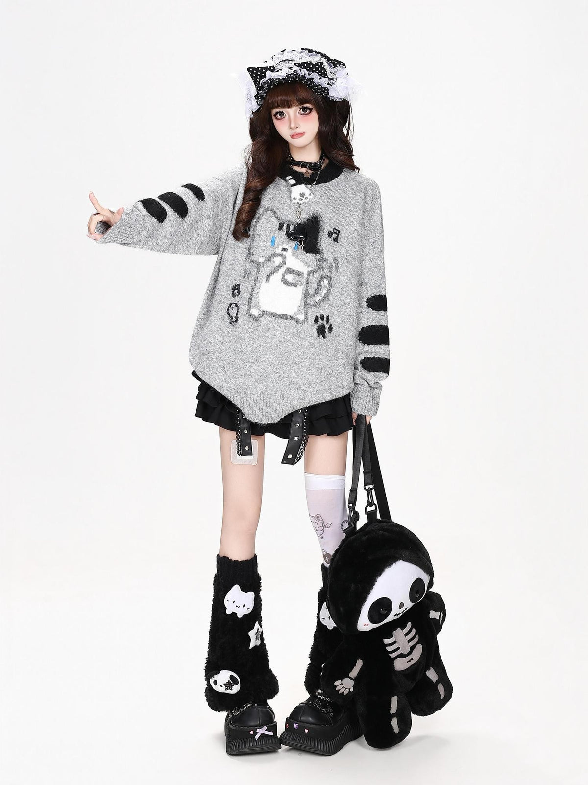 CRAZYGIRL Jacquard Cat Knit Women&