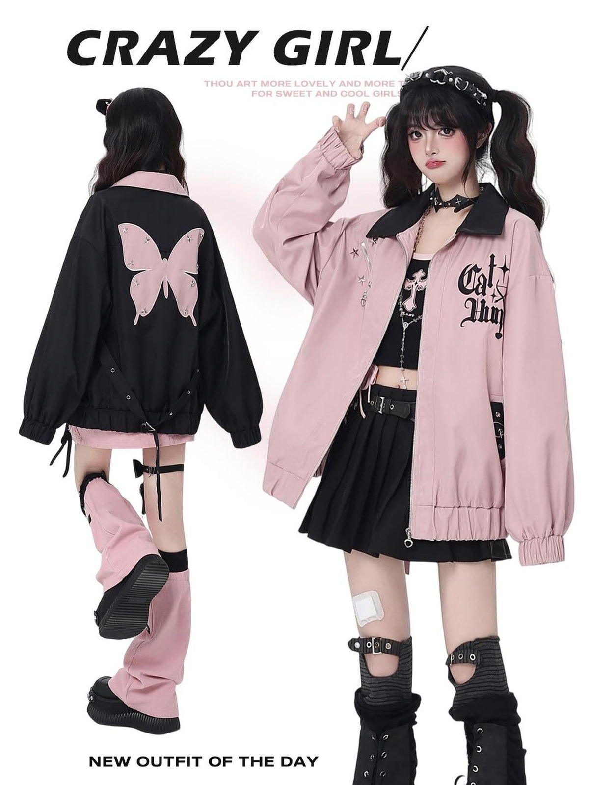CRAZYGIRL Loose Fit Letter Embroidered Striped Hooded Women&