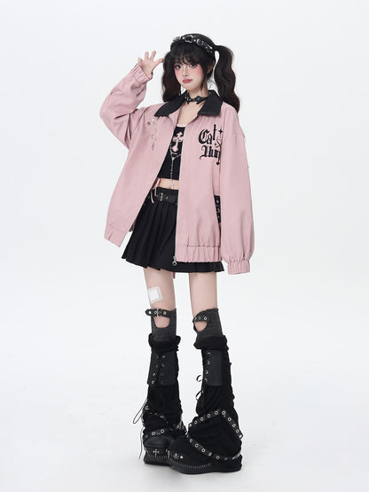 CRAZYGIRL Loose Fit Letter Embroidered Striped Hooded Women&